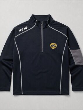 PING Black Quarter-Zip Performance Golf Pullover with Gray Accents